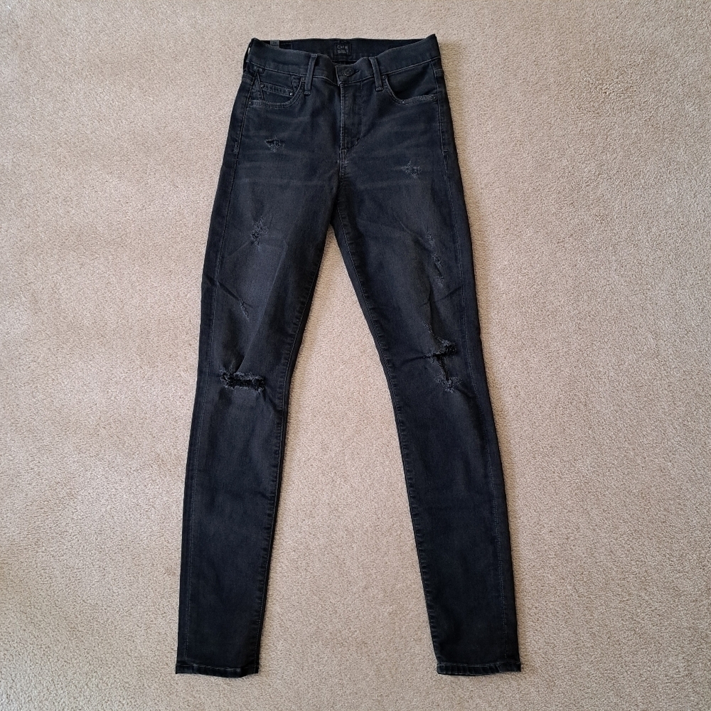 Citizens of Humanity Jeans Womens 24 Black Grey Rocket High Rise Skinny